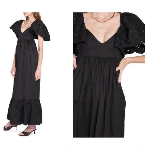 En Saison black eyelit flutter maxi dress - Picture 2 of 11